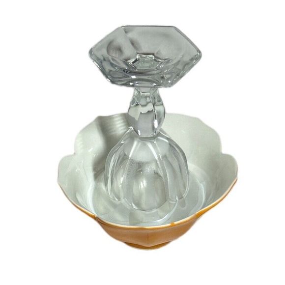 Art Deco Orange Ceramic and Glass Faux Lamp Decoration with Lusterware Top - Picture 6 of 7